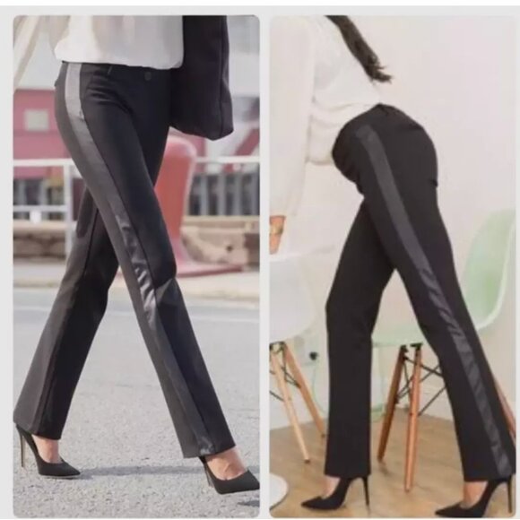 Betabrand Pants - Betabrand Black Dress Pant Yoga Pants Tuxedo Stripe Straight Office NWT